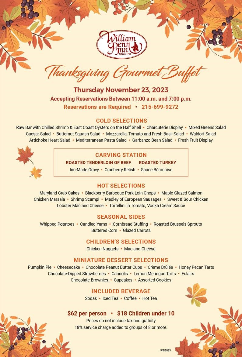 Best Fine Dining Restaurant Menus in Montgomery County PA William